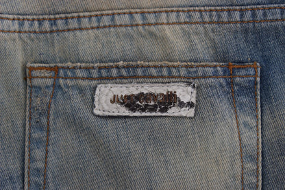 Blue Wash Cotton Slim Fit Bootcut Jeans