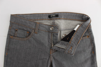Gray Cotton Regular Fit Denim Jeans