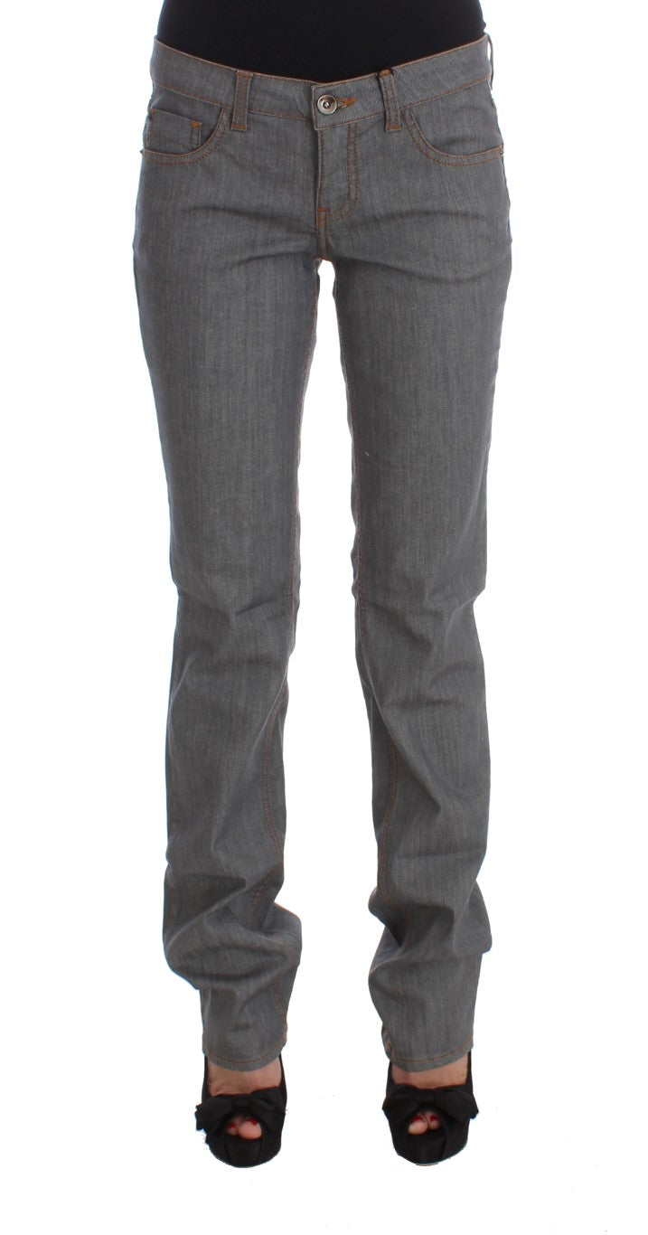 Gray Cotton Regular Fit Denim Jeans