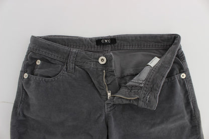 Gray Cotton Super Slim Corduroys Jeans