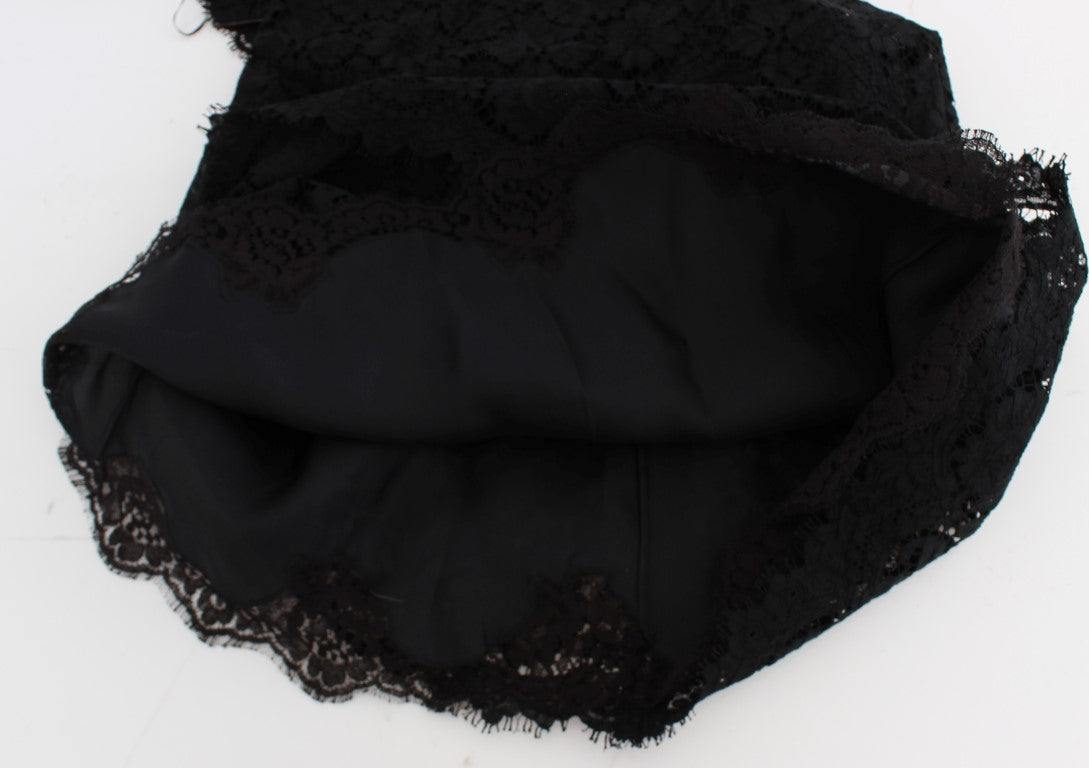 Black Floral Lace Shift Knee Length Dress