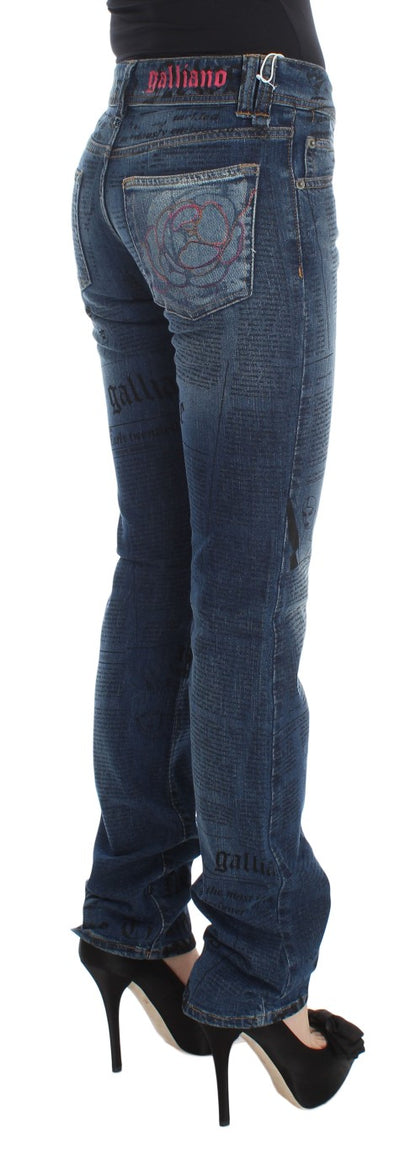 Blue Wash Cotton Blend Slim Fit Bootcut Jeans