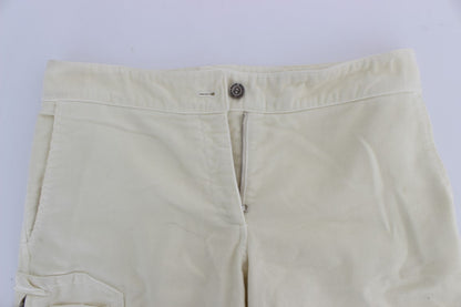 Beige Cotton Capri Cropped Cargo Pants