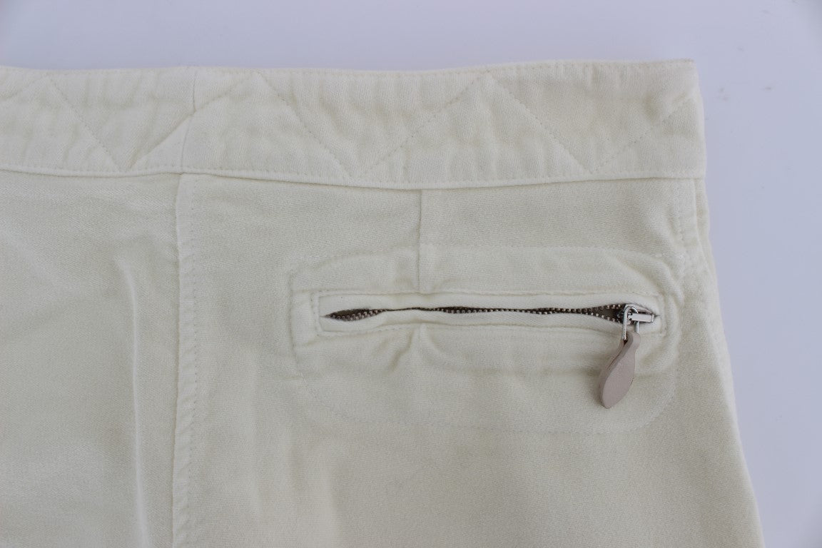 Beige Cotton Capri Cropped Cargo Pants