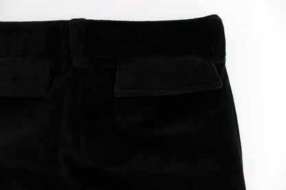 Black Velvet Cotton Straight Legs Pants