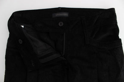 Black Velvet Cotton Capri Bootcut Pants
