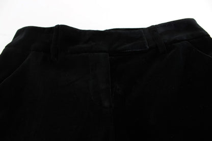 Black Striped Velvet Viscose Bootcut Pants