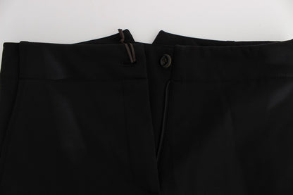 Black Cotton Blend Capri Cropped Pants