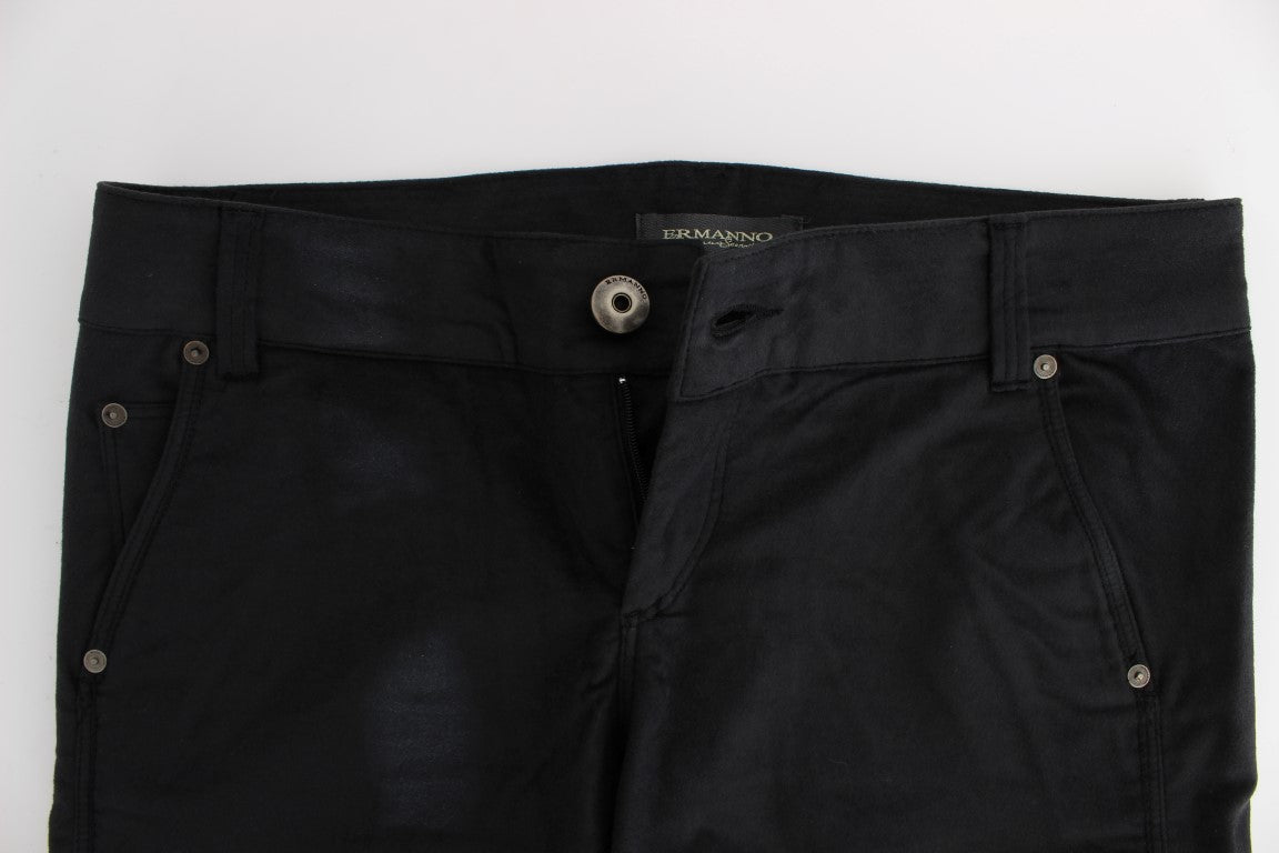 Black Cotton Blend Regular Fit Pants