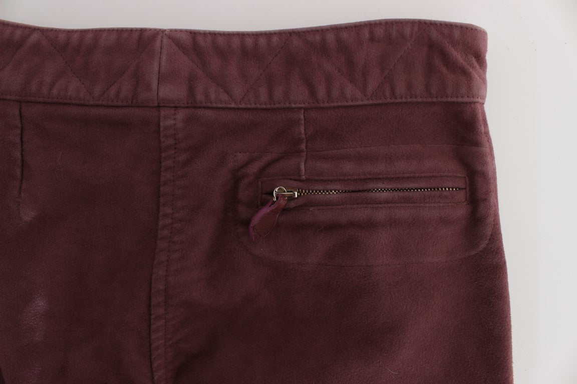 Bordeaux Cotton Cropped Cargo Pants