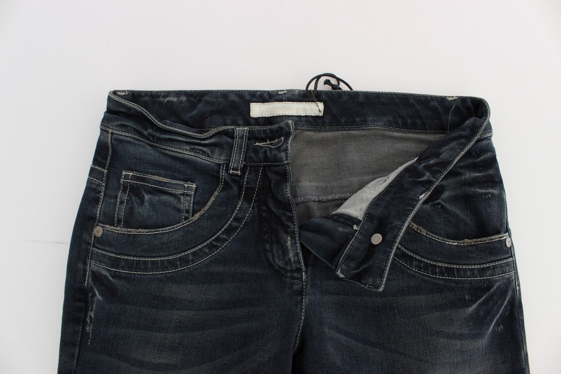 Blue Cotton Blend Slim Fit Jeans