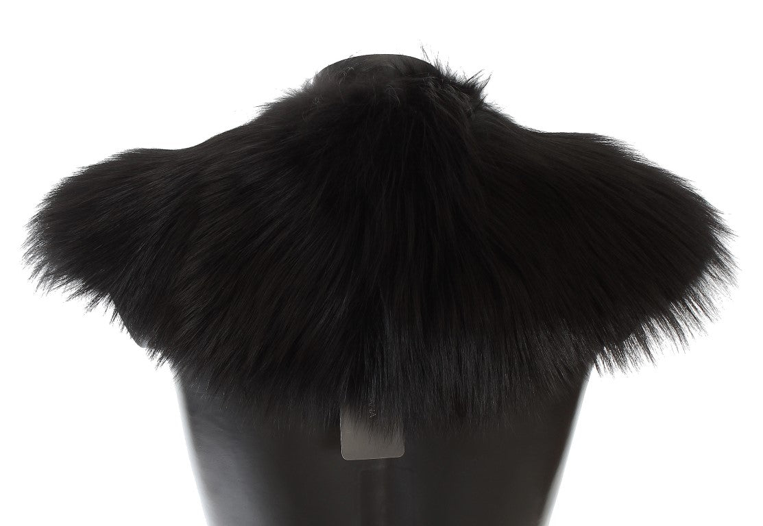 Black Fox Fur Collar Scarf