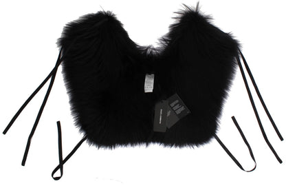 Black Fox Fur Shoulder Wrap Cover Collar Scarf