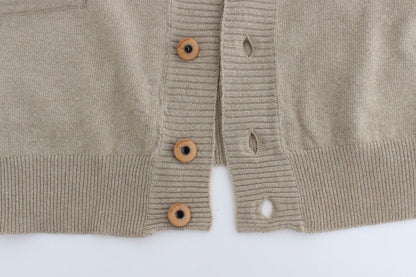 Beige Cardigan Wool Cashmere Sweater Knit