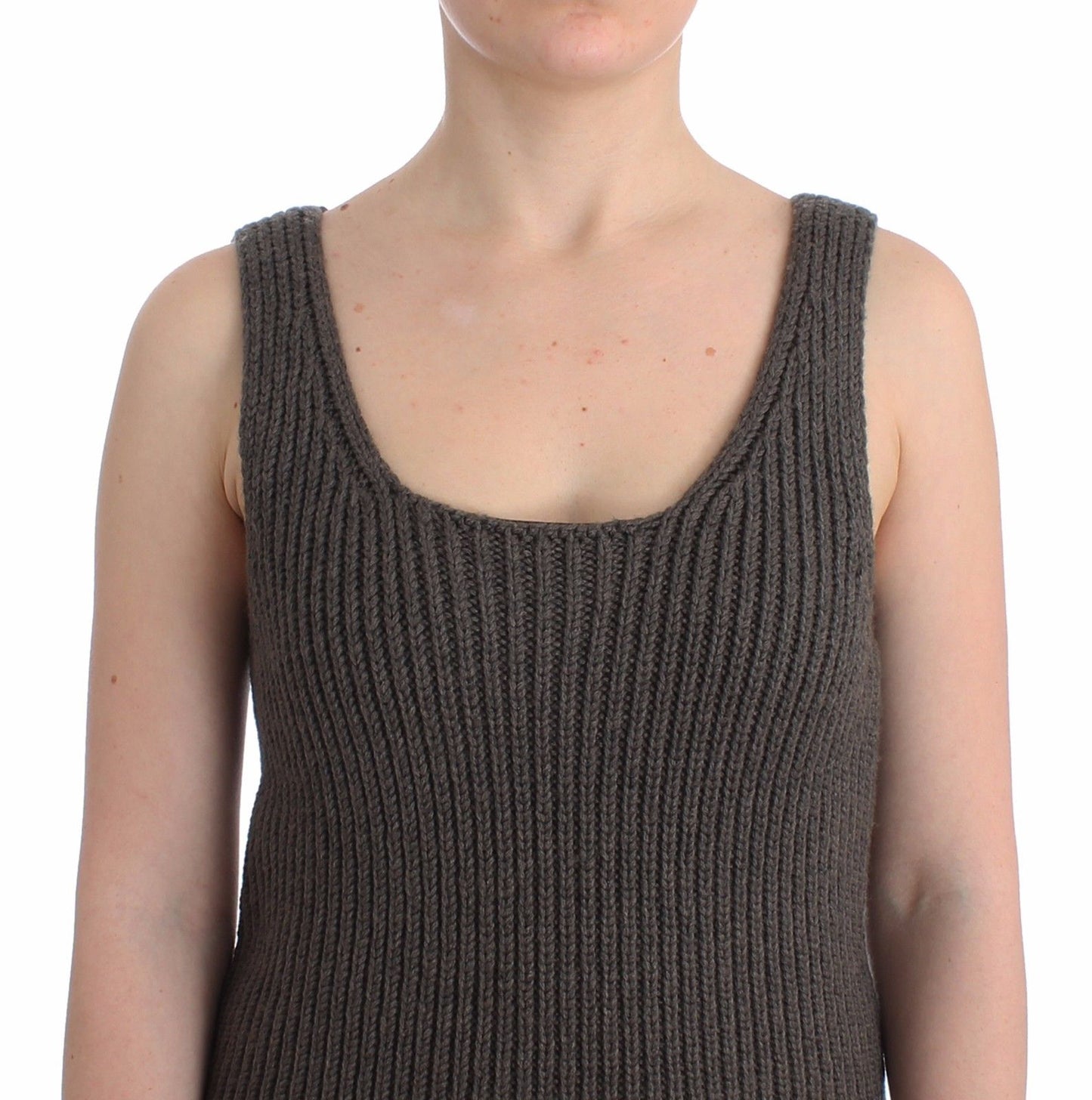 Gray Knit Top Knitted Sweater Merino Wool