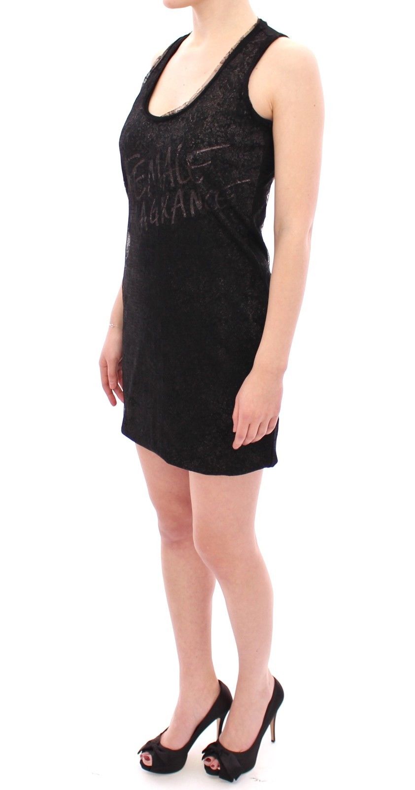 Black Lace Lined Stretch Mini Dress