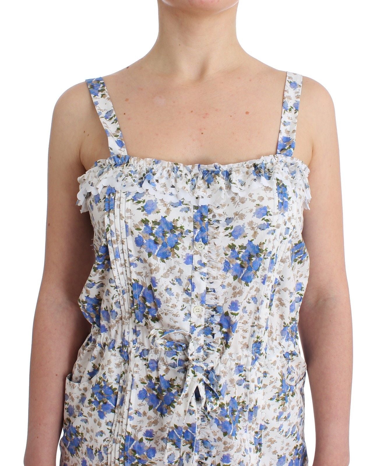 Beachwear Blue Floral Beach Mini Dress Short