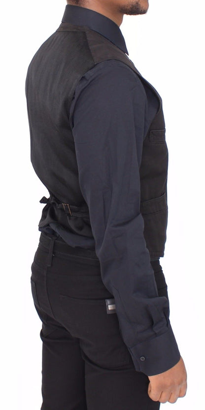 Black Flax Cotton Dress Vest Blazer