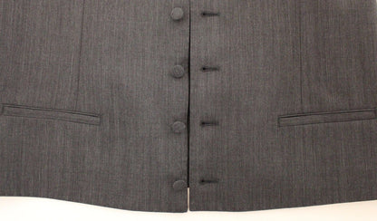 Gray Wool Stretch Dress Vest Jacket Blazer