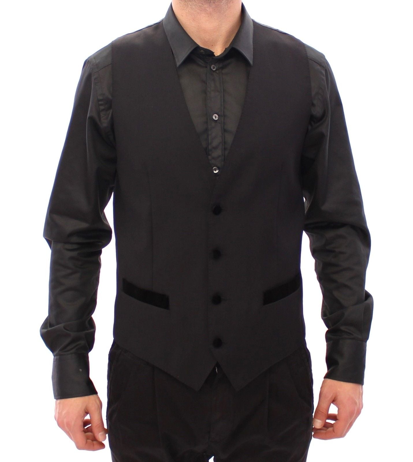 Black Wool Formal Dress Vest Gilet Weste