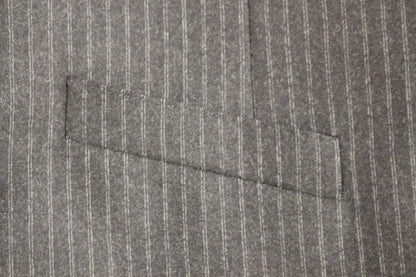 Gray Striped Wool Single Breasted Vest