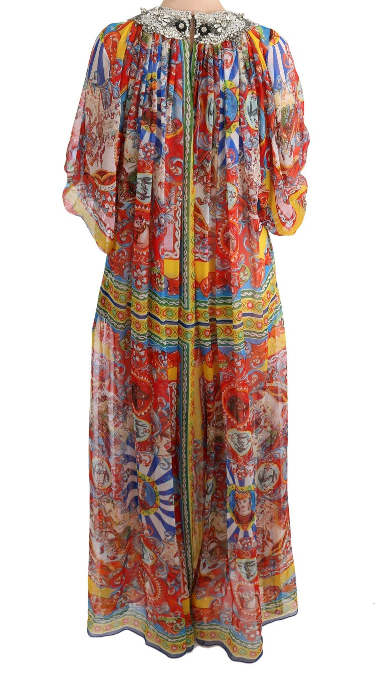 Multicolor Silk Carretto Crystal Tunic Dress