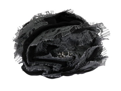 Black Gray Floral Lace Crystal Hair Claw