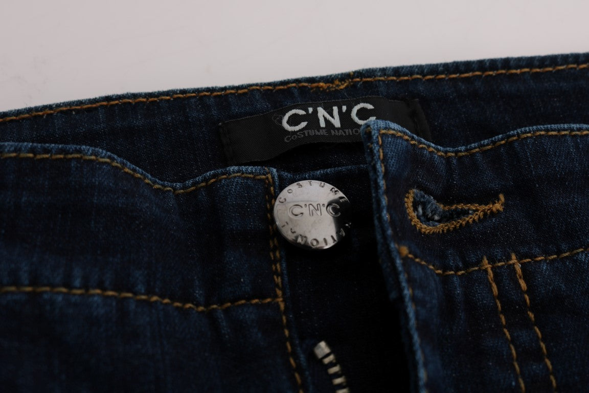 Blue Cotton Bootcut Flared Jeans