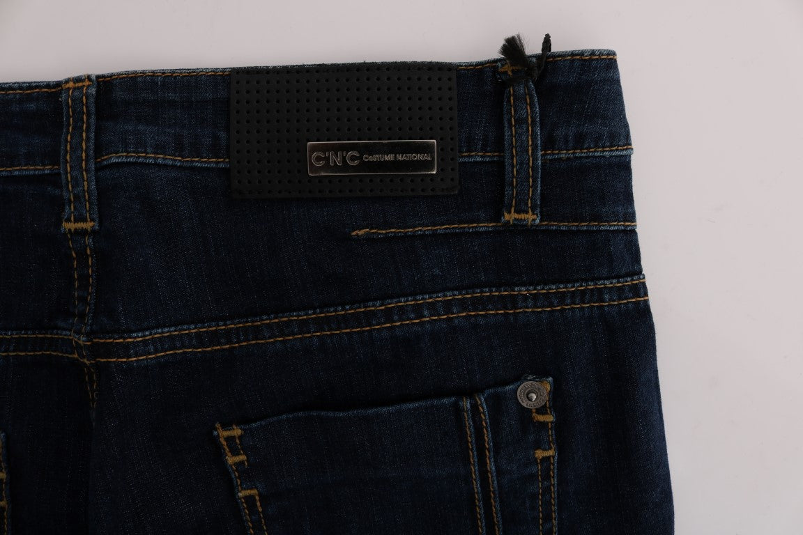 Blue Cotton Bootcut Flared Jeans