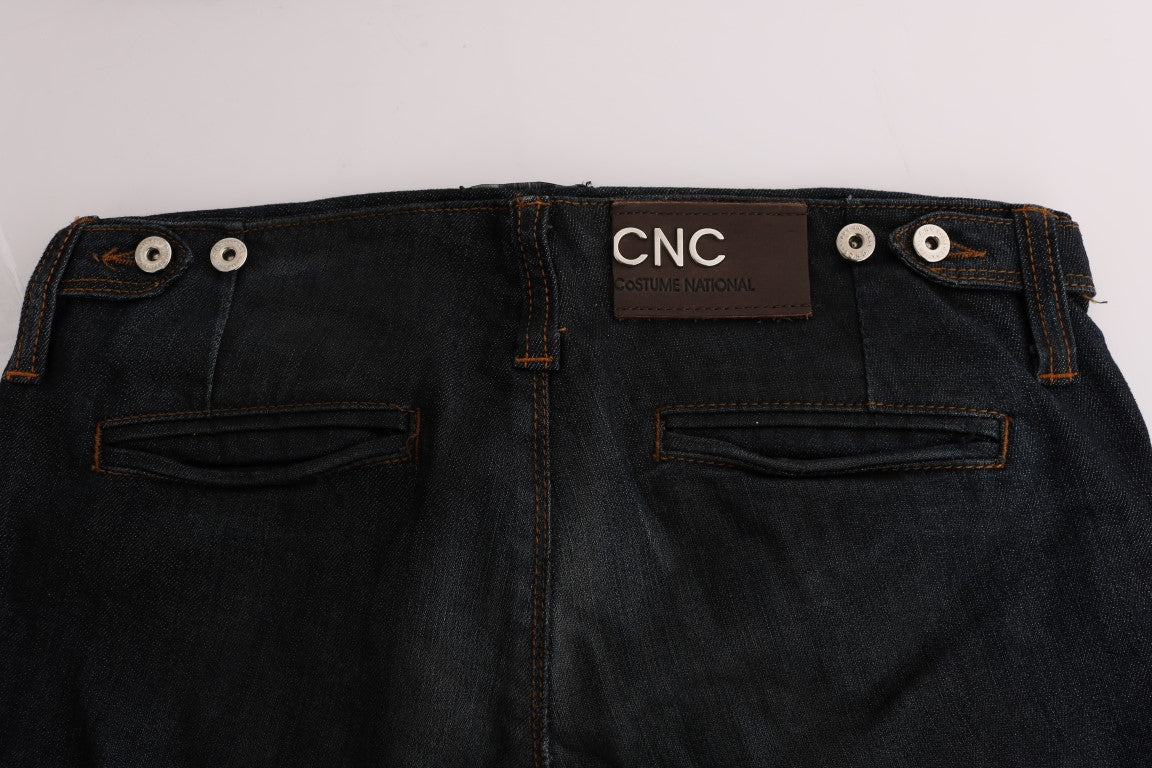 Gray Cotton Slim Flared Jeans