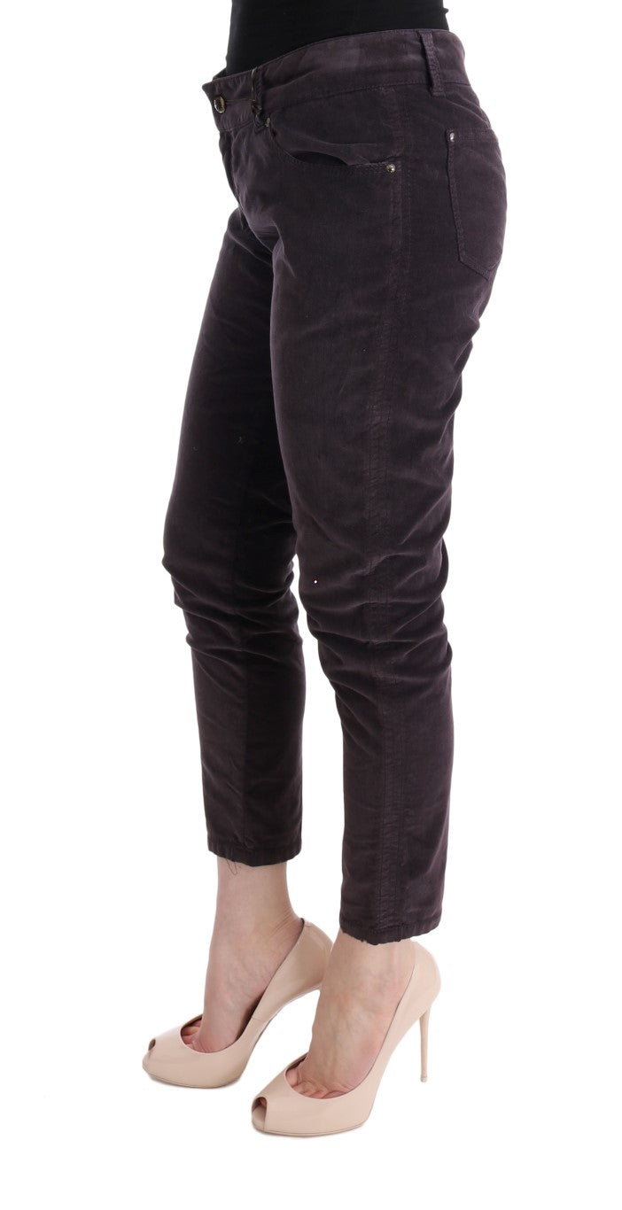 Brown Cotton Cropped Casual Pants