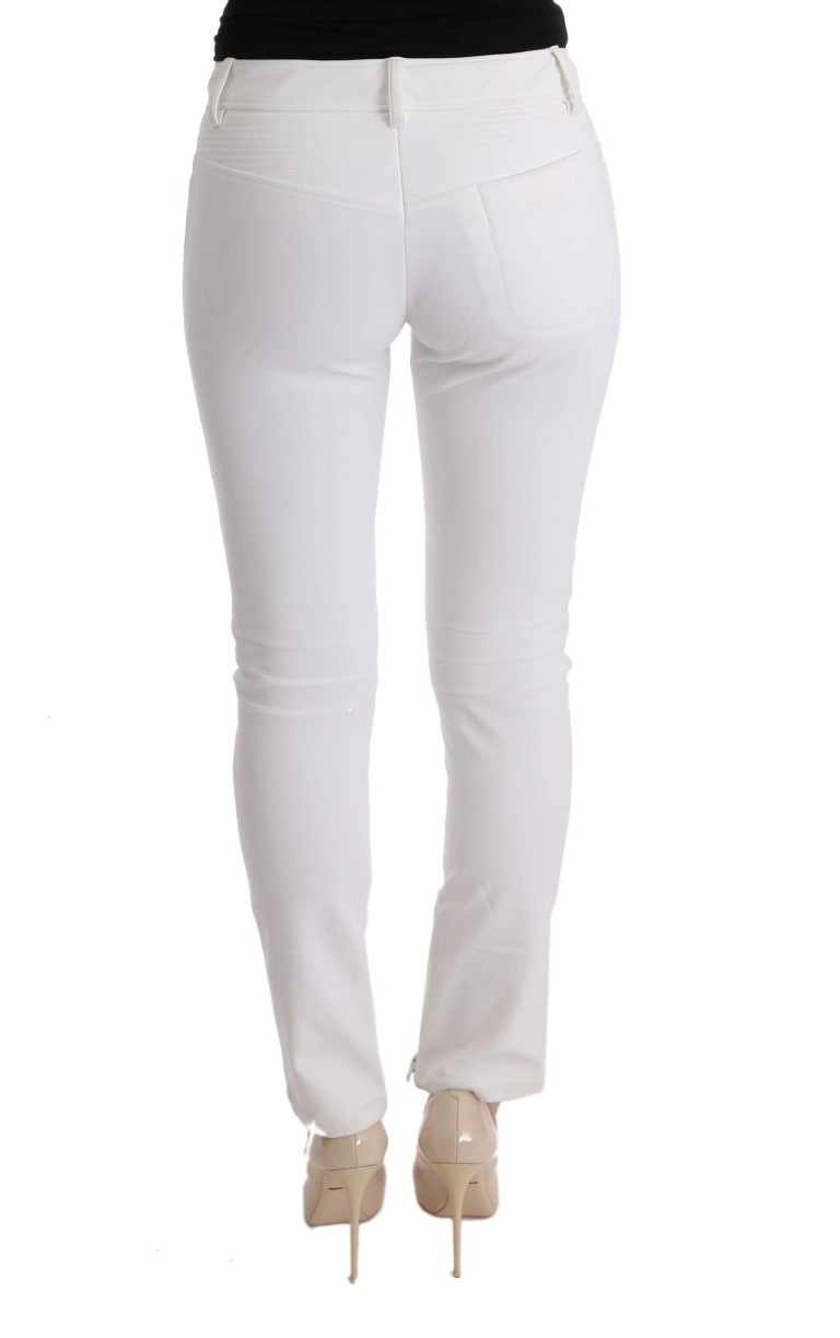 White Cotton Slim Fit Casual Pants