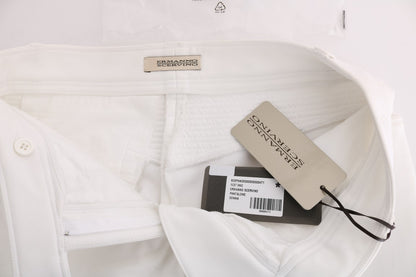 White Cotton Slim Fit Casual Pants