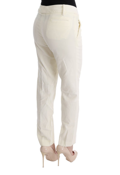 White Cotton Regular Fit Casual Pants