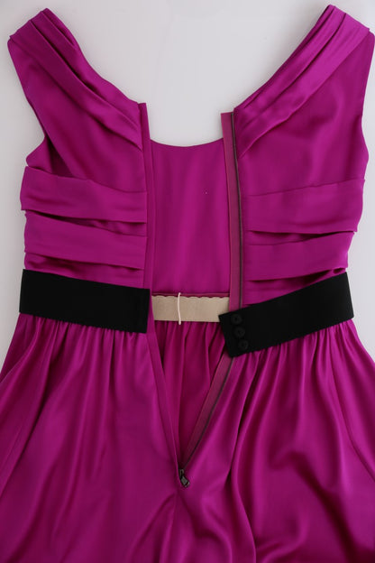 Pink Silk Stretch Shift Long Dress