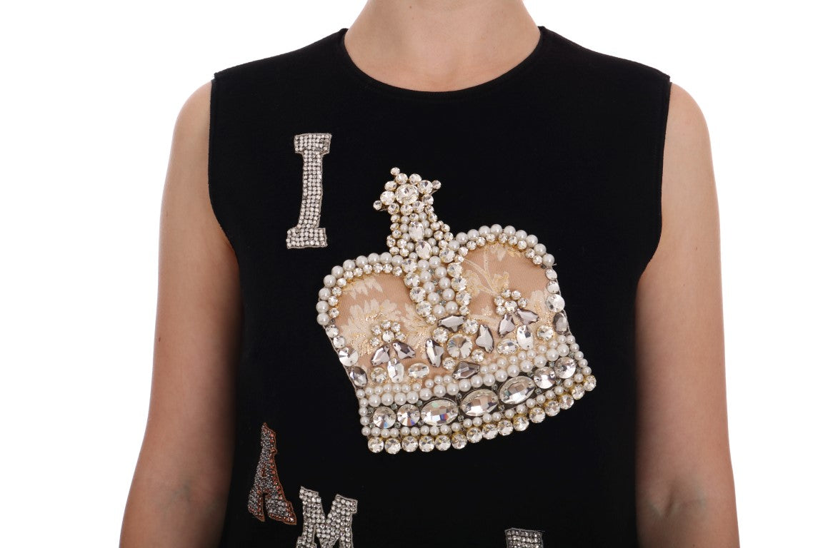 Black I AM A PRINCESS Crystal Shift Dress