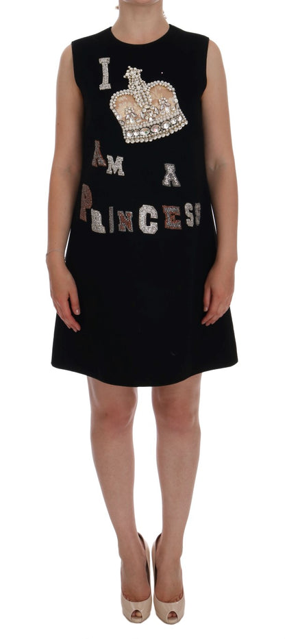 Black I AM A PRINCESS Crystal Shift Dress