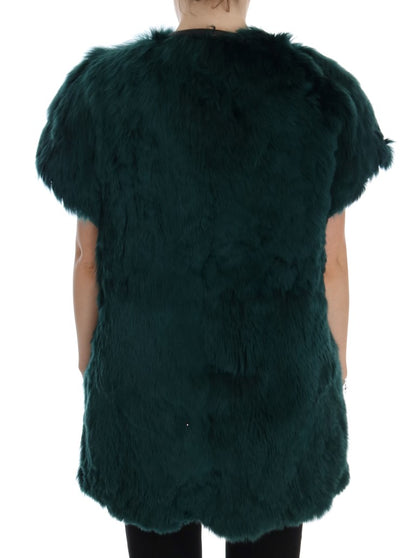 Green Alpaca Fur Vest Sleeveless Jacket