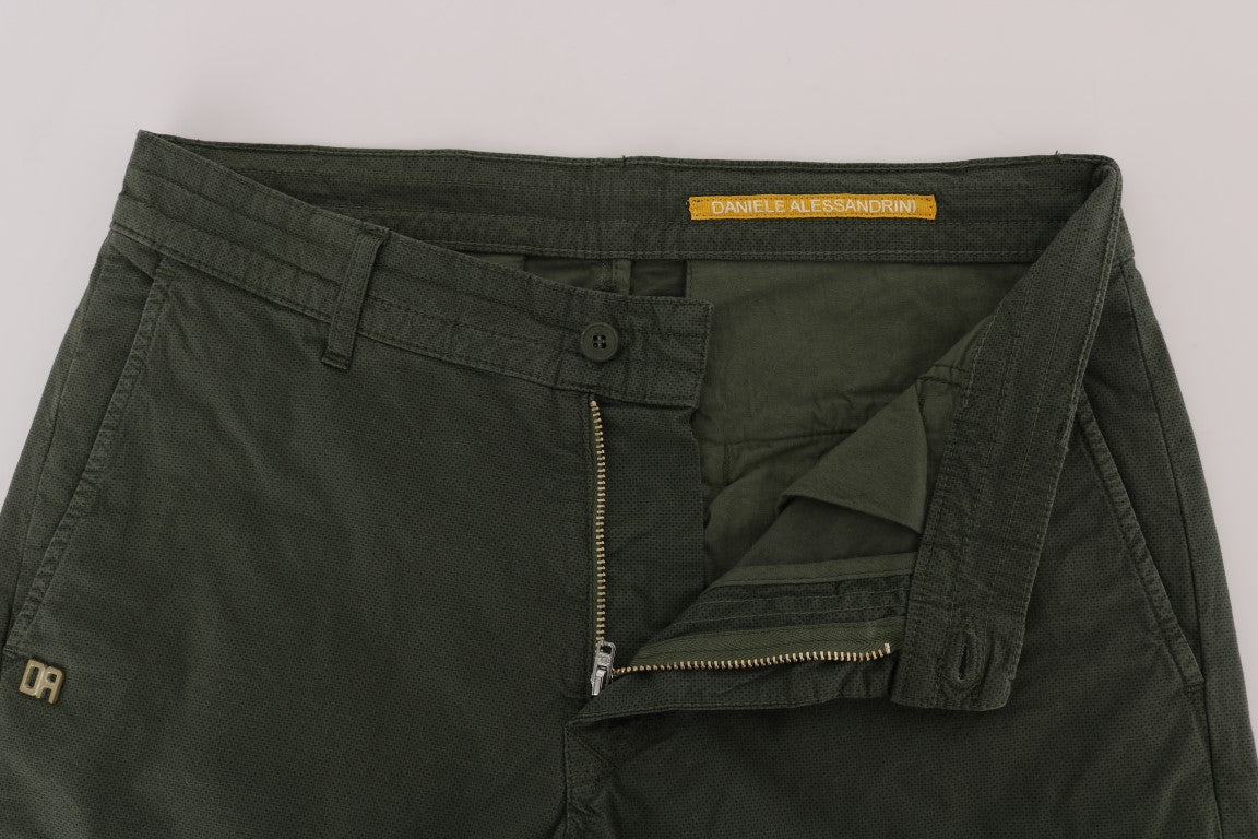 Green Cotton Stretch Slim Fit Chinos