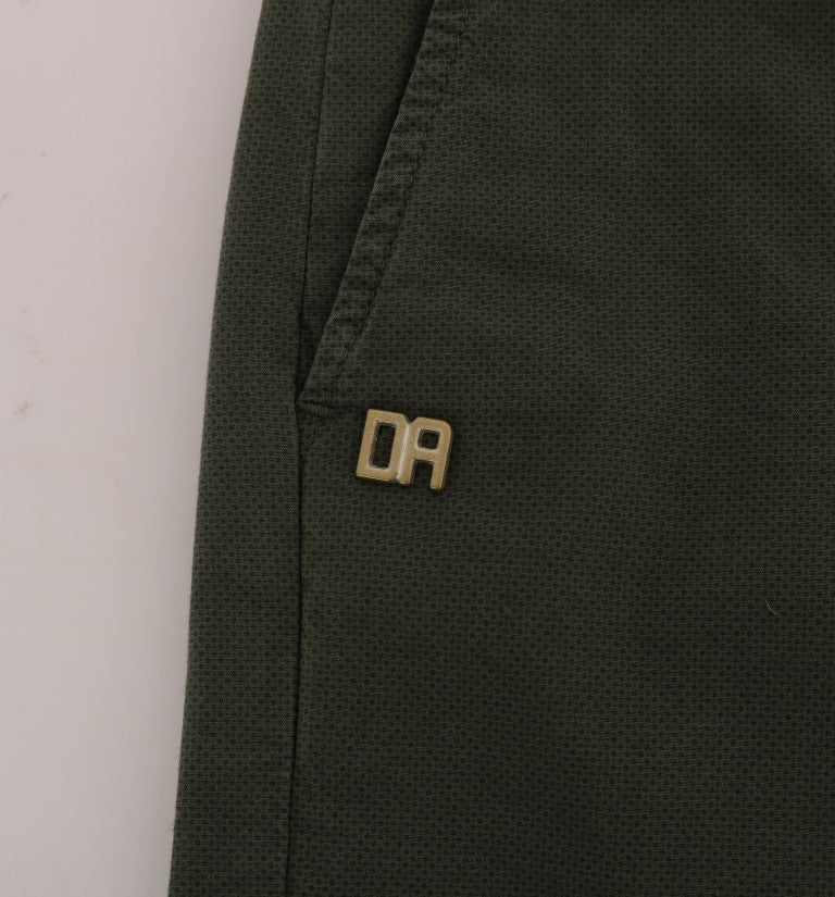 Green Cotton Stretch Slim Fit Chinos