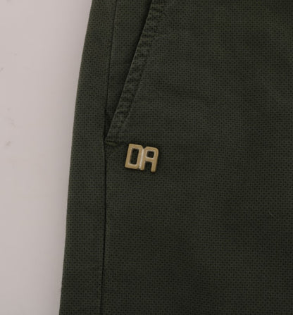 Green Cotton Stretch Slim Fit Chinos