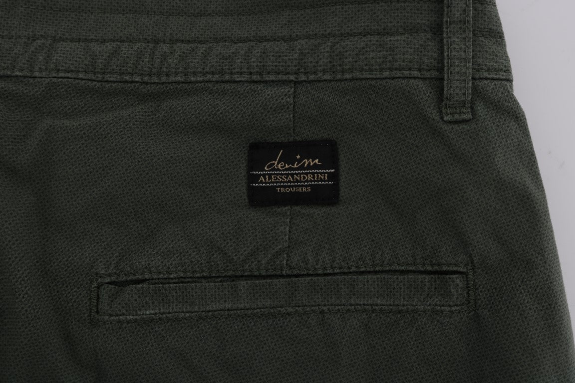 Green Cotton Stretch Slim Fit Chinos