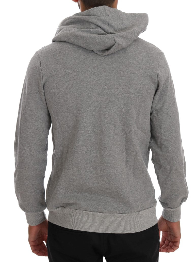 Gray Full Zipper Hodded Cotton Sweater