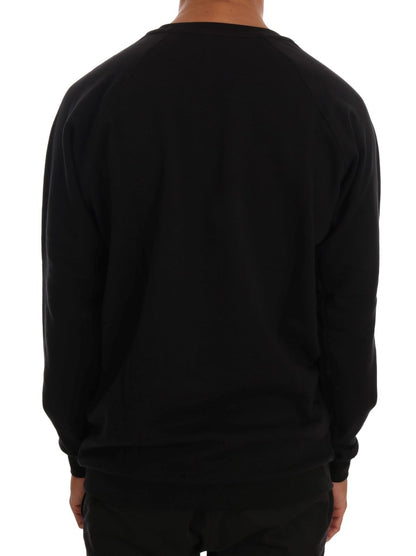 Black Crewneck Cotton Pullover Sweater