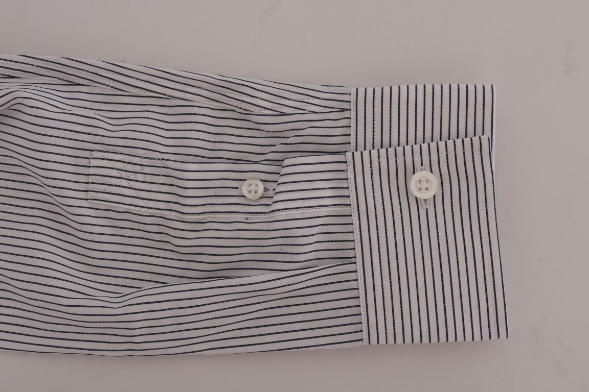 White Blue Striped Casual Cotton Regular Fit Shirt