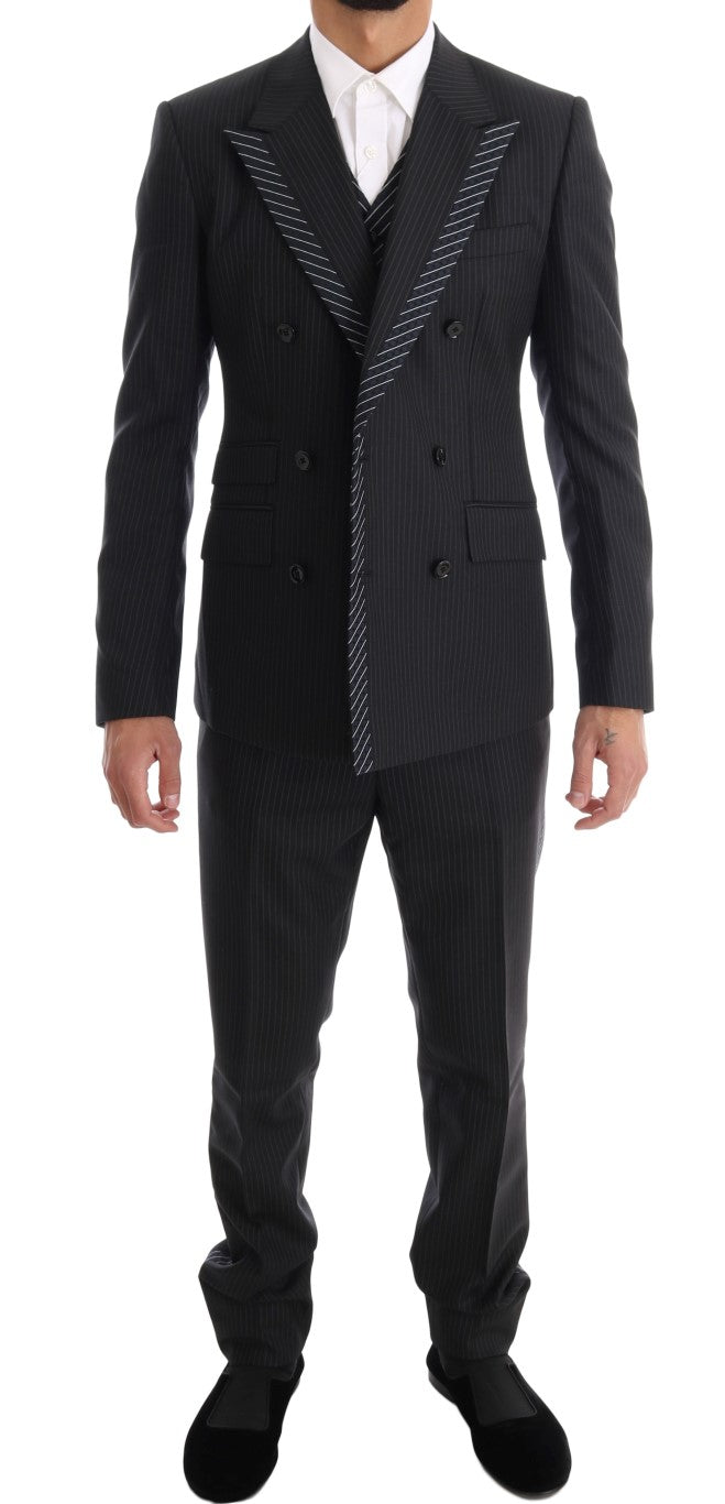 Gray Double Breasted 3 Piece Suit