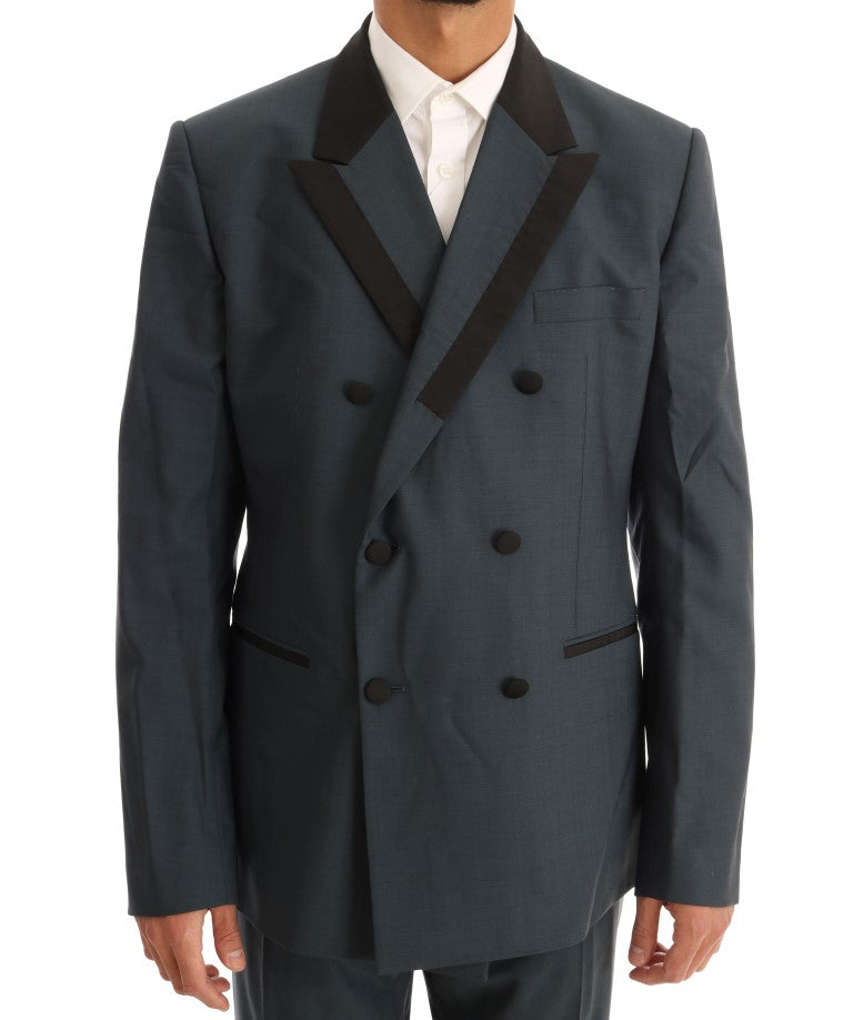 Blue Wool Double Breasted 3 Piece Suit