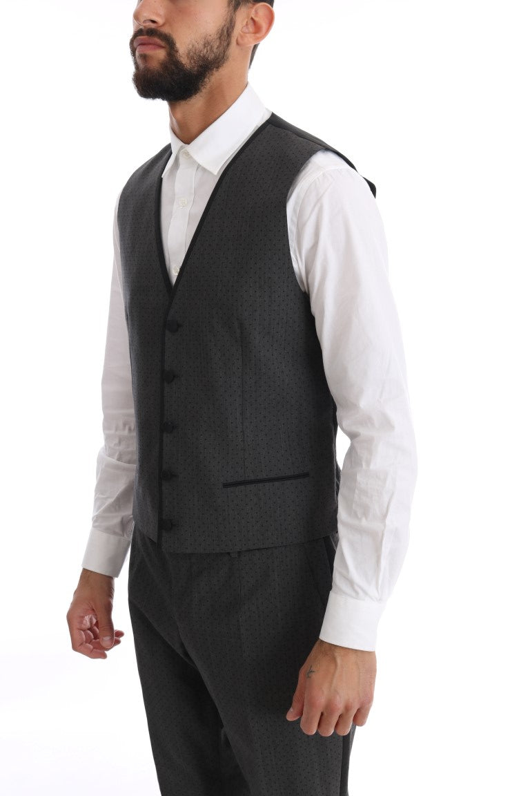 Gray Wool Long 3 Piece Two Button Suit