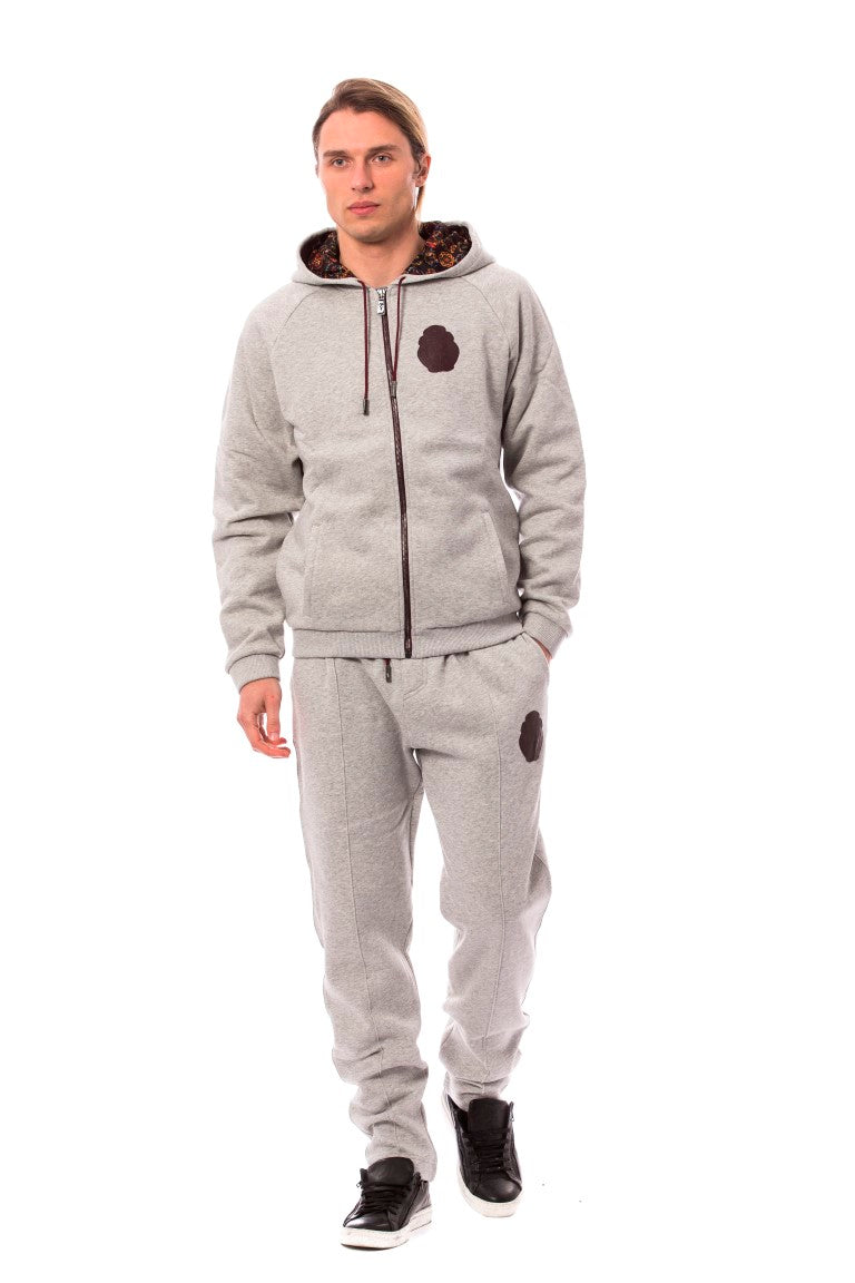 Gray Cotton Hooded Sweatsuit