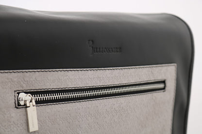 Black Gray Leather Messenger Shoulder Bag